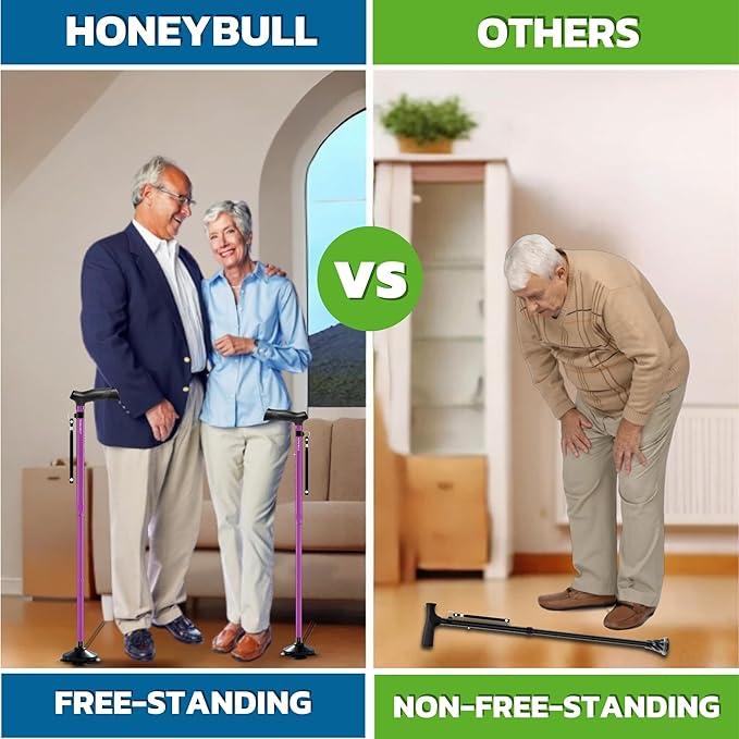 Walking Cane for Men & Women Foldable, Adjustable, Heavy Duty, Free Standing, All Terrain, Collapsible Walking Sticks for Seniors & Adults