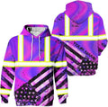 US Flag High Visibility Hoodie for Men Reflective Hoodie Safety Workwear for Worker Runner Patriotic ACC02