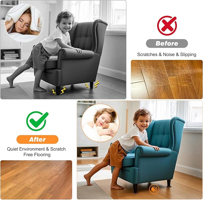 xxxHOLIC Non Slip Furniture Pads, 3” x 3” Brown Square Rubber Grippers for Hardwood Floors, Anti Skid Furniture Feet Coasters, Bed Couch Stoppers to Prevent Sliding and Scratches, Set of 4