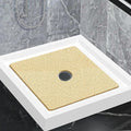 Shower Mat Non Slip,Soft Bath Mat with Drain,Quick Drying PVC Loofah Bathtub Mat for Bathroom,Without Suction Cups,24 x 24 Inch (Beige)