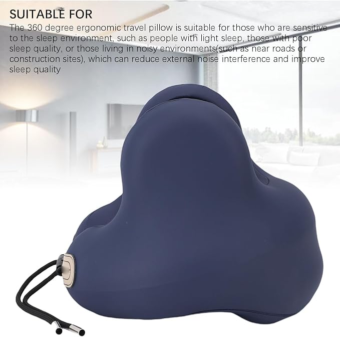 Travel Neck Pillow, 360 Degree Comfort Portable Neck Pillow Airplane Sleeping Support Tool Travel Accessories for Long Flights Car Train Office Use