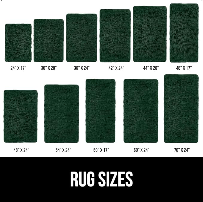GORILLA GRIP Bath Rug Mat, Thick Soft Absorbent Chenille, Quick Dry Microfiber Mats, Rubber Backing Washable Shower Floor Rugs, US Designed Bathroom Bathmat Home Decor Accessories, 24x17, Hunter Green