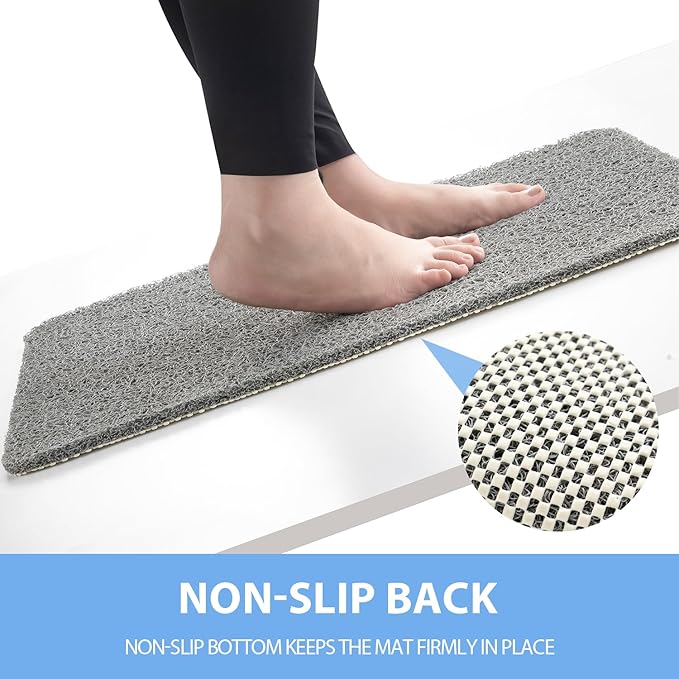 Non Slip Bathtub Mat, Anti Slip Shower Mat, Quick Drying Bath Tub Mats, Foot Scrubber Mat, Anti Slip Mat for Tub, Floor, Bathroom, Home, Kitchen, Hotel (Grey 32"x17")