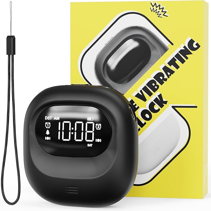 ROCAM Rechargeable Vibrating Alarm Clock Bed Shaker, 3000mAh Portable Travel Clock Under Pillow for Teens, Deaf People, Heavy Sleepers, Adults – 160-Day Standby, Great for Bedroom or Dorm Use