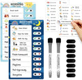 Chore Chart for Kids: Dry Erase Visual Schedule, Magnetic Bedtime/Morning Routine Chart - Toddler Chore Board, Checklist, To Do List for Kids (1 morning checklist, 1 bedtime checklist)