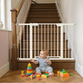 29.5-46" Baby Gate for Stairs, Baby Safety Essentials, Auto Close Gate for Doorways, Easy Install Pressure Mounted Dog Gate Indoor, Pet Gates for Dogs, White