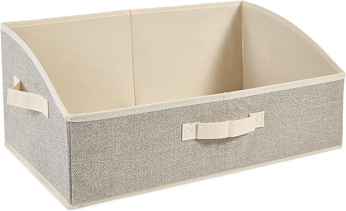 DAYARD Fabric Bins [1-Pack], Trapezoid Storage Bins with Handles, Foldable Baskets Storage Boxes for Shelves, Closet, Bookshelf, Organizer Containers, 20 x 11 x 8 inch Beige