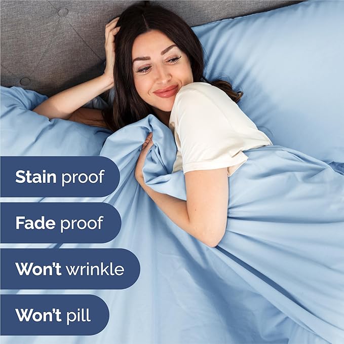 King 6 Piece Sheet Set - Cooling & Breathable Bed Sheets - Hotel Luxury Bed Sheets for Women, Men, Kids & Teens - Bedding with Deep Pockets & Easy Fit - Soft and Wrinkle Free - King Light Blue Sheets
