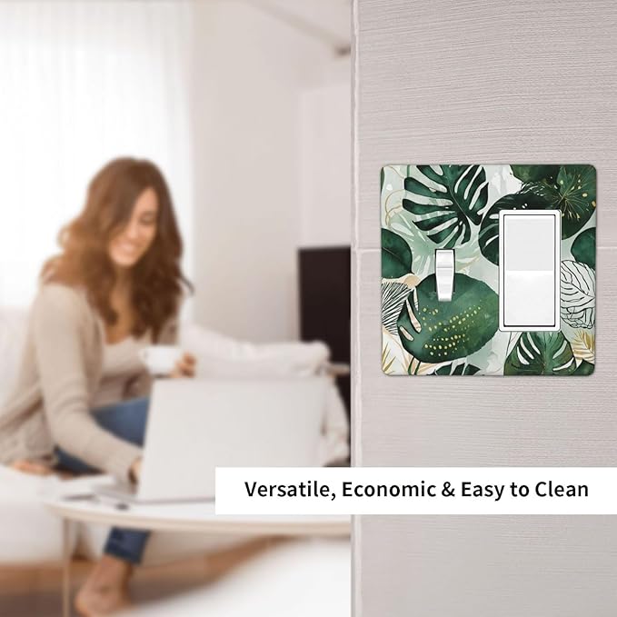 Outlet Covers Boho Tropical Leaves 1 Toggle 1 Rocker Combination Decorative Wall Plate Electrical Switch Plates Light Switch Cover Plate for Bedroom Bathroom Decor