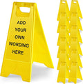 12 Pack 24 Inch Blank Floor Sign Yellow A-frame Foldable Caution Sign Write-On Double Sided Safety Warning for Pool Restaurant Restroom Office