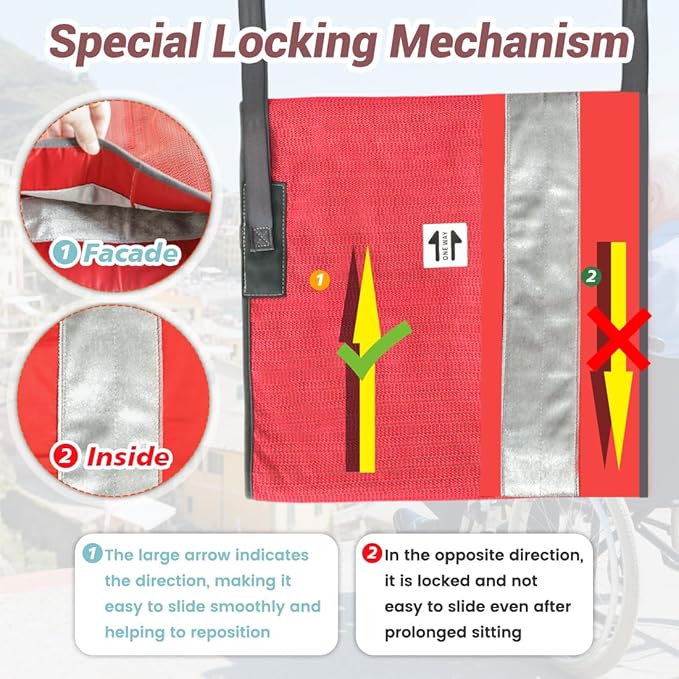 One Direction Tubular Seat Cushion with Handles for Fall Prevention,Non Slip Seat Cushion for Elderly/Disabled in Chair/Wheelchair,17"x17" (Red-with Handles)