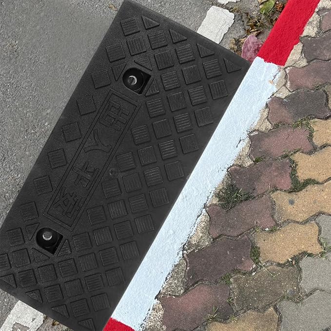 Portable Wheelchair Threshold Ramp 50X17X5Cm Black Plastic Anti-Slip Doorway Ramp for Steps Curbs Garage Use Mobility Aid