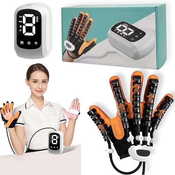Hand Rehabilitation Robot Gloves, 4rd Generation Portable USB Chargeable Hand Stroke Recovery Equipment, 4 Modes & 9 Strength Levels Robot Hand Glove for Hemiplegia Hand Therapy