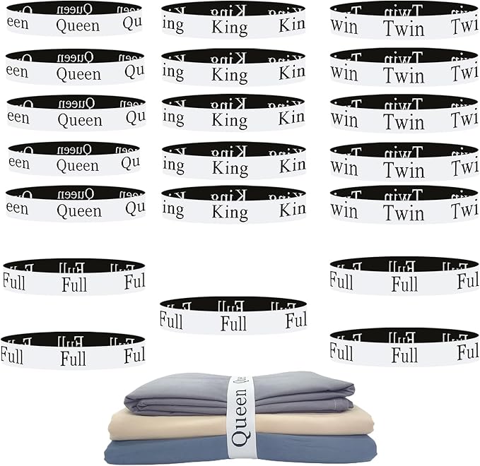 20 Pieces Bed Sheet Organizer Bands, Sheet Organizers and Storage Label Bands, Sheet Label for Bedding, Sheets Organizer for Closet,Sheet Keepers Linen Labels Bedding Bands