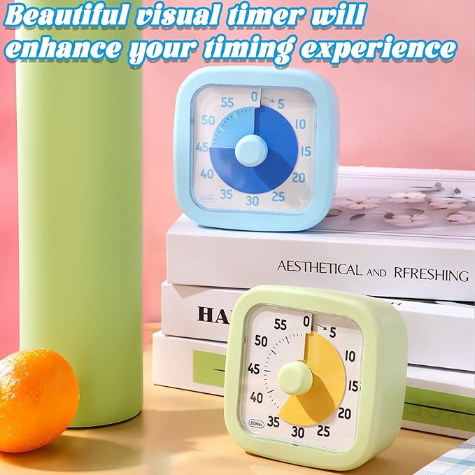 2 Pack Visual Timer 60 Minute Countdown Timer Colored Countdown Clock for Homeschool Supplies Study Tool, Classroom Home Office Time Management Tool (Classic, Blue, Green)