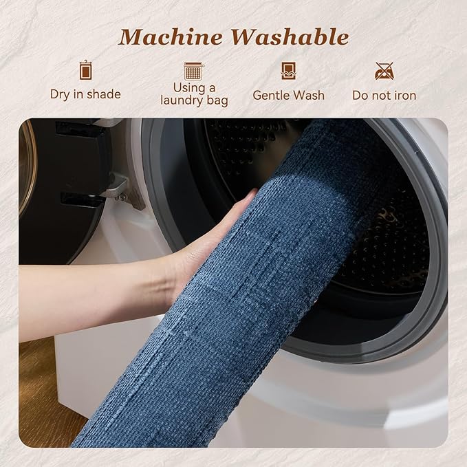 AMOAMI Bath Mat Non Slip Super Absorbent Quick Dry Bath Mats for Bathroom Floor Rubber Backing Washable Bathroom Rugs Modern Woven Jacquard Mat, Beside Tub Bath Rugs, 2'x4', Blue