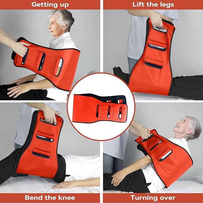 Transfer Belt Transfer Sling for Nursing Patients, Standing & Supports & Transfer Aids for Elderly, Gait Belt for Patient Care, Transfer Belt for Bedridden Patient (Orange)