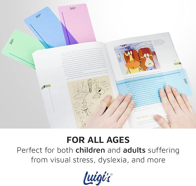 Luigi's SB Education 10 x Dyslexia Reading Tools for kids with Coloured Overlays | Guided reading strips for Dyslexia, Irlen Syndrome, ADHD and Visual Stress | Perfect Reading Trackers for kids