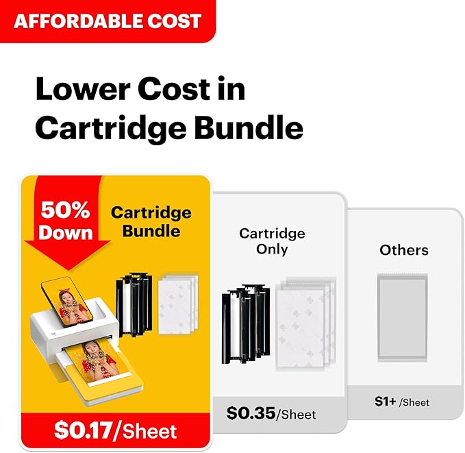 KODAK Dock Plus 4PASS Instant Photo Printer, 4x6” Portable Picture Printer, Bluetooth & Dock 2-in-1 Home and Gift Printer for iPhone & Android, 50 Sheets Bundle