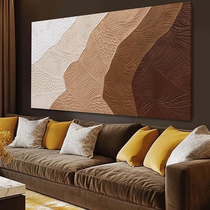 SOUGUAN Modern Wall Art Abstract Wall Decor Neutral Art Paintings 24"x48" Canvas Painting for Dining Room Area Poster for Bedroom