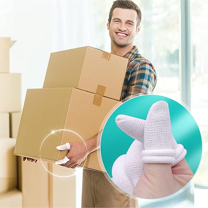 Dimora Finger Cots, Pack of 60 (Medium Size) Finger Protectors, Breathable Bandages for Wound Care, Stretchy Sleeves for Gardening, Fitness and Cargo Handling, White