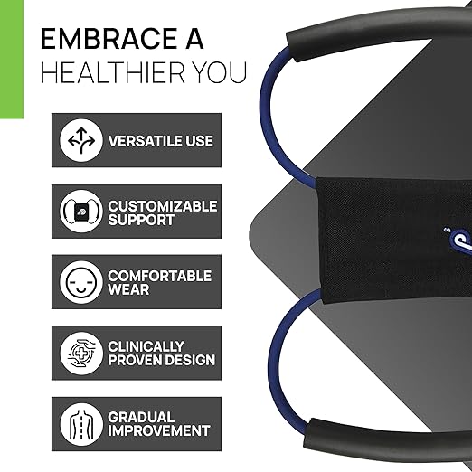 PRIMEKINETIX PostureMedic Dynamic Posture Corrector - Active Resistance Training System for Upper Back Strengthening & Shoulder Alignment - Stretches Chest, Strengthens Back - Doctor Recommended - Size M (Blue)