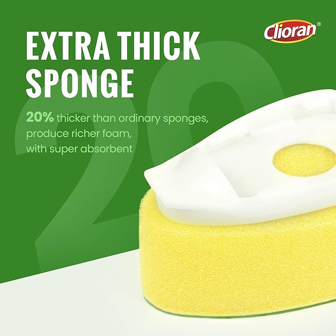 Leak Proof Dishwand Refills with Scrub Dots,Non Scratch Sponge Heads for Dish Wand,20% Thicker Heavy-Duty Scrubber Replacement,Fits Most Handles,Works with All Dish Soaps,Ideal for Kitchen