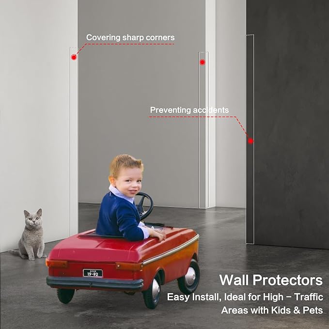 6PCS Clear Self-Adhesive Wall Corner Protectors，Corner Guards & Edge Protector for Wall Door Frame Cabinet Baseboard & Door, Table, Stair (57.8" X 1.18")