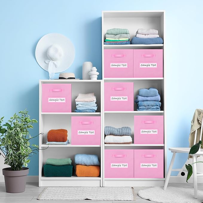 artsdi Fabric storage cubes (8 Pack) 11 Inch Cube Storage Bin, cube organizer bins with 8 Labels Window Cards & a Pen, Foldable cube organizer bins and Storage Box, Light Pink