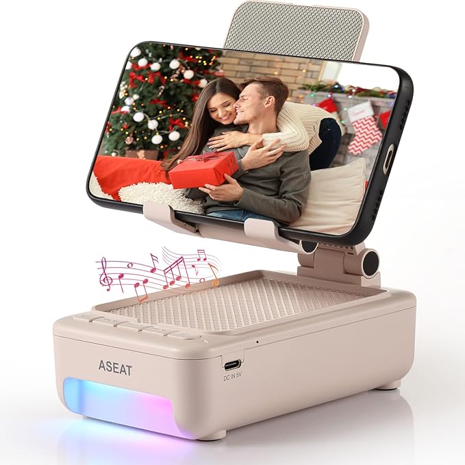 Gifts for Men Him, Cell Phone Stand with Bluetooth Speaker&Led Color Changing Light, Unique Gifts for Women Dad Her Husband, Birthday Gifts for Men