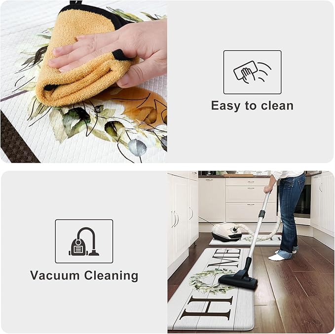 KIMODE Kitchen Mats Cushioned Anti Fatigue, Farmhouse Rugs for Kitchen Rug Runner Stain Resistant, Ergonomic Standing Kitchen Floor Mat, Non Slip Waterproof Kitchen Sink Rug, 20" x 71", White