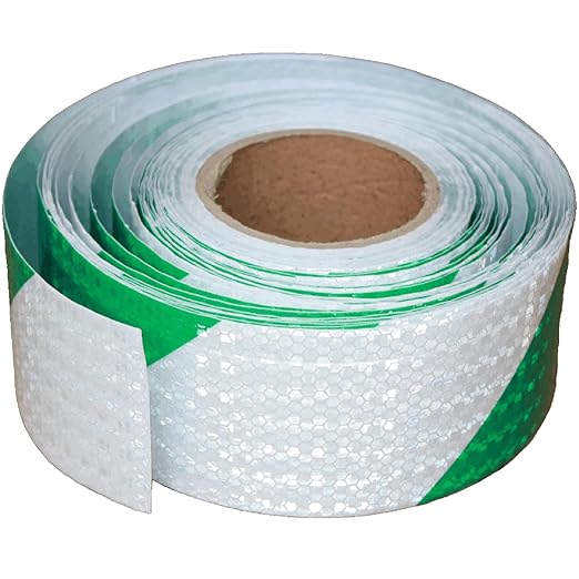 Green and White Reflective Tape Outdoor Waterproof 3 inch X 166 feet, High Visibility Hazard Conspicuity Safety Marking Tape