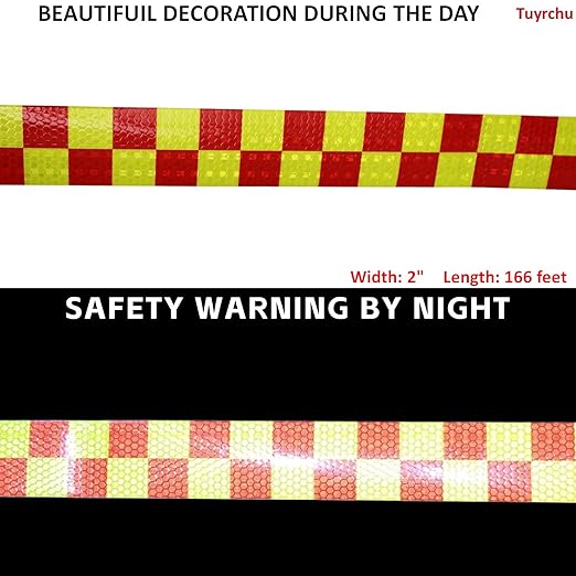 Reflective Tape 2 inch X 166 feet, Outdoor Waterproof Hazard Conspicuity Safety Warning Industrial Marking Tape