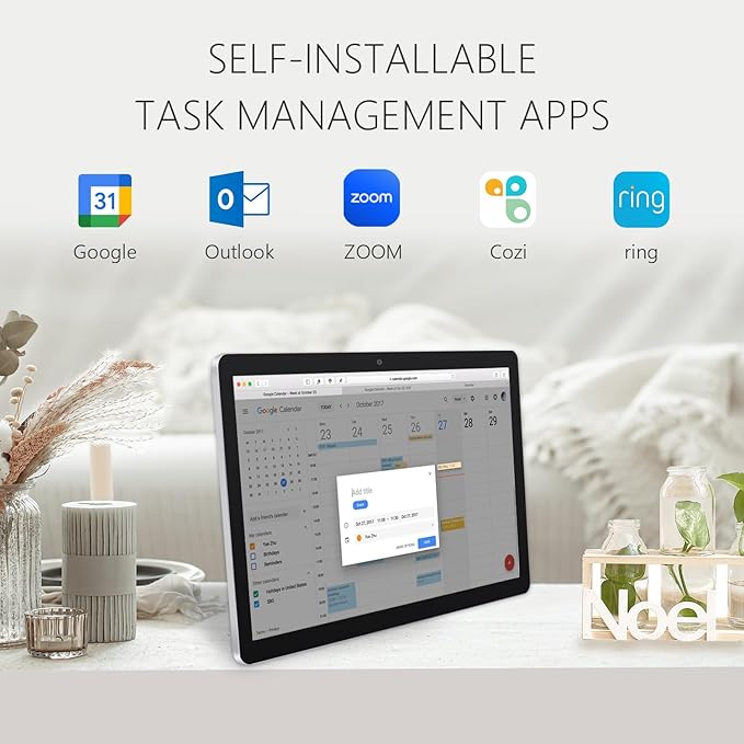 15.6 to 27 inch Touchscreen Digital Calendar & Wall Planners, Smart Whiteboard Calendar for Chore Chart & Work Schedule, Built in Speakers and Camera, Include Wall Mount & Desk Stand (15.6-inch)