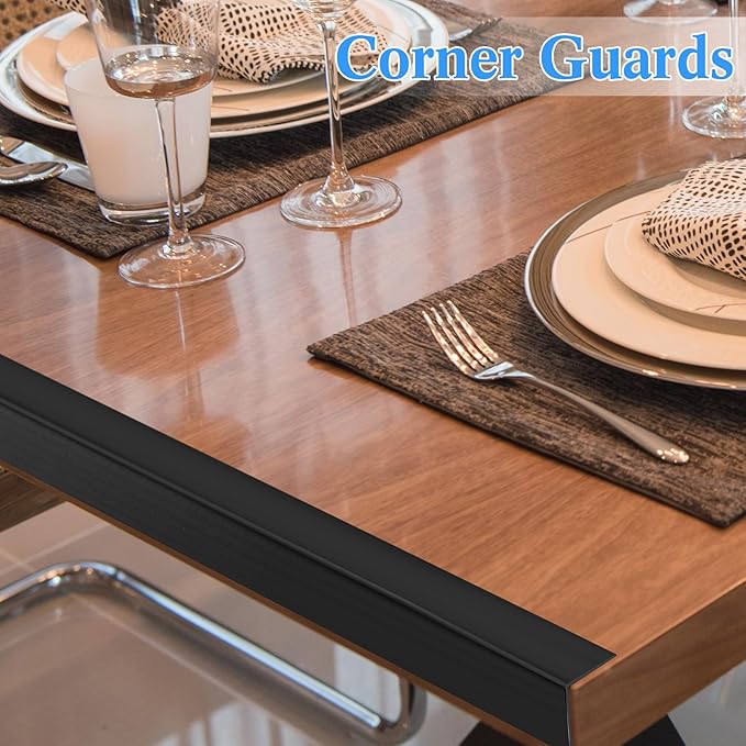 Sasylvia 10 Pcs Wall Corner Protector Guards, 1-1/2 x 48 Inches Avoid Scratching Scuffs, Black Vinyl Corner Trim Molding, Ease Install & Cleaning for Door Countertop Furniture Cabinet Protection