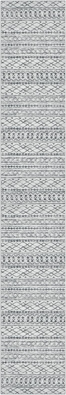 KUTA Long Hallway Runner Rug 2.6x16 Non-Slip Washable, Moroccan Vintage Beige Boho Kitchen Rugs Ultra Soft Distressed Geometric Floor Carpet Runners for Bedroom Laundry Stairway Entryway