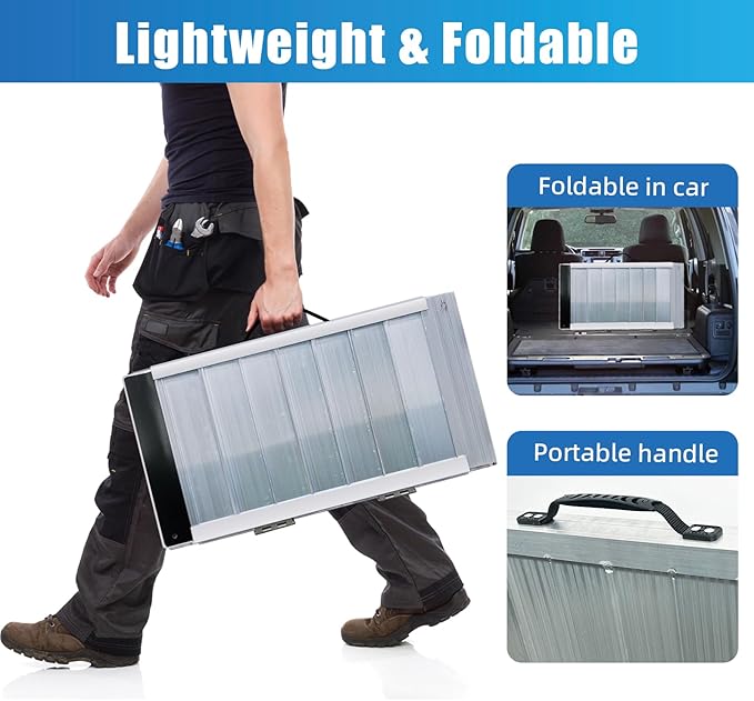 2FT Portable Wheelchair Ramp – 800lb Capacity, Folding Non-Slip Aluminum Handicap Ramp, Ramps for Wheelchairs for Home, Doorways, Stairs, Thresholds, Car Curbs, Scooters & Carts