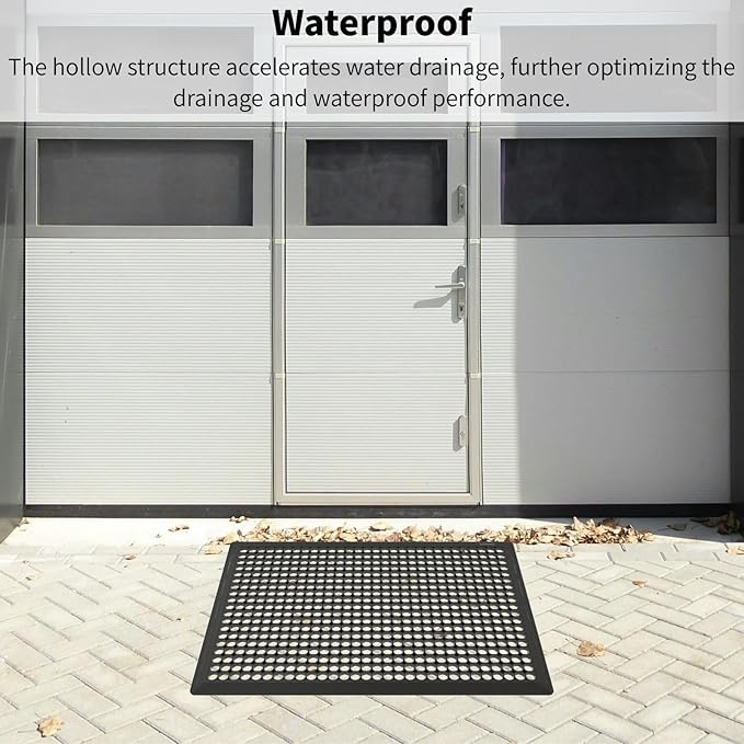 2 Pack Rubber Floor Mats 60”x36” - Heavy-Duty Non-Slip Kitchen Mat & Bar Floor Mat with Drain Holes, Odorless for Entrance, Restaurant, Indoor Outdoor
