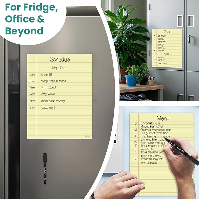 Magnetic Dry Erase Board – 8.5”x11” Reusable Lined Dry Erase Notebook Sheet for Fridge 2 Pcs – Marker Included
