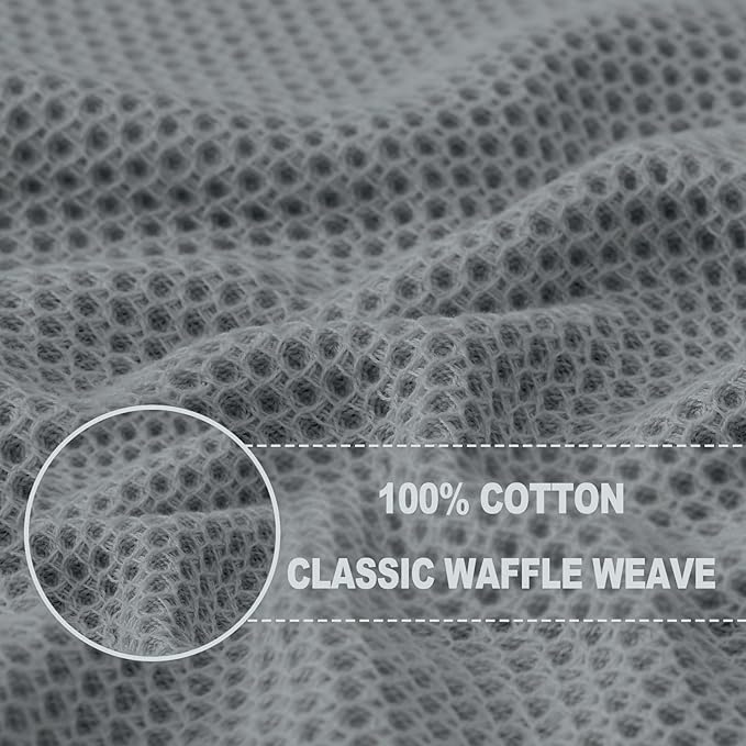 Homaxy 100% Cotton Waffle Weave Kitchen Dish Towels, Ultra Soft Absorbent Quick Drying Cleaning Towel, 13 x 28 Inches, 6-Pack, Grey
