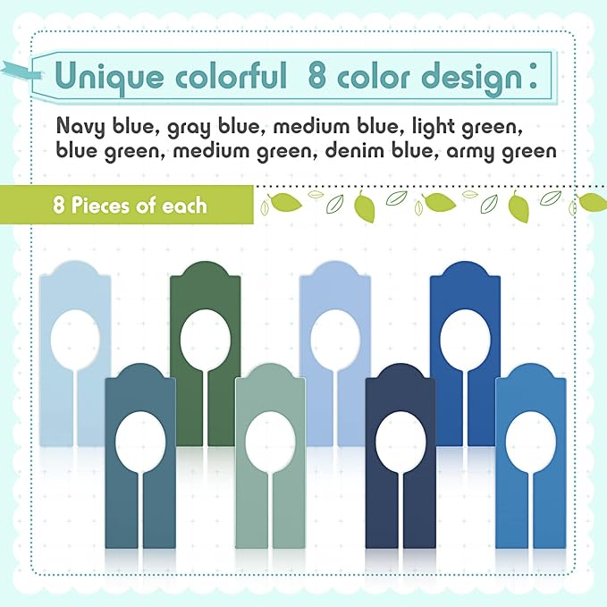 Sintuff 64 Pcs Hanging Closet Size Dividers Clothing Rack Dividers Rectangular Reusable Closet Separators for Clothing Racks Retail (Bright Color)