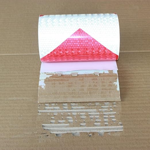 Reflective Tape Red and White 6 inch X 10 feet, Outdoor Waterproof Hazard Conspicuity Warning Industrial Marking Tape