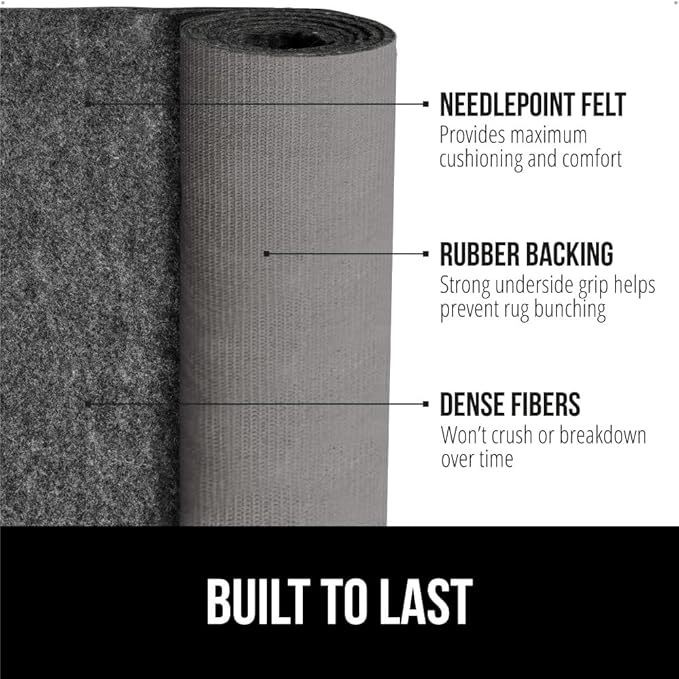 GORILLA GRIP Felt and Natural Rubber Stay in Place Slip Resistant Rug Pad, 1/8in Thick 2x10 FT Protective Padding for Under Area Rugs, Cushioned Gripper Pads, Carpet Runners Hardwood Floors Protection