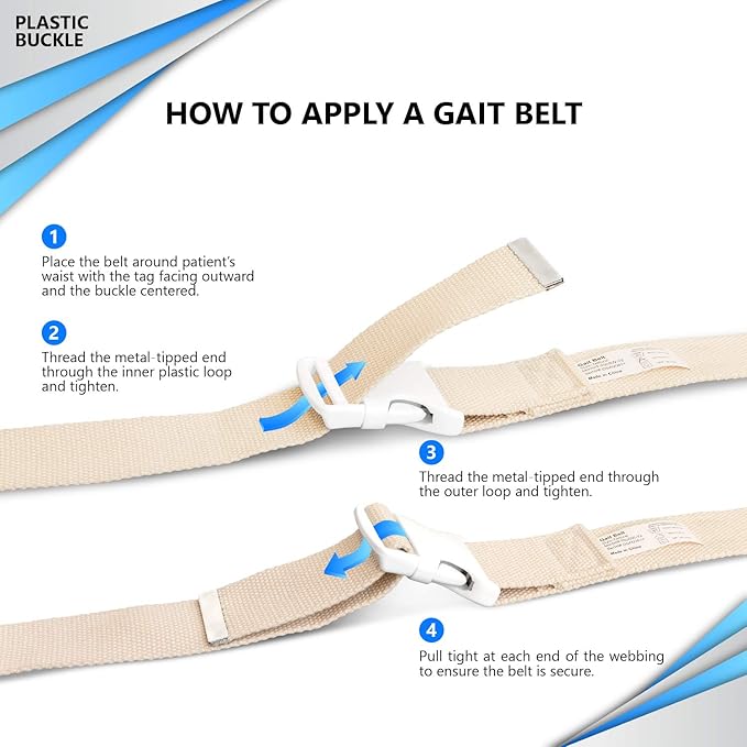 NYOrtho Plastic Buckle Gait Belt - Adjustable Machine Washable Strong and Durable Material Latex Free, Pastel, 72"