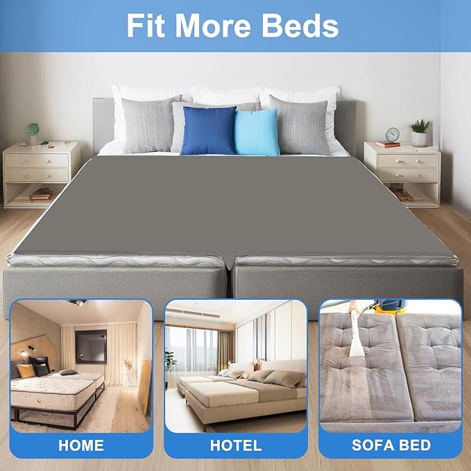 Upgrade 3-in-1 Bed Bridge Twin to King Bed Converter with Fitted Sheet- Mattress Gap Filler King Bed-with Sheet Strap Set 78"x 75"-Patent