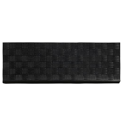 Ottomanson All-Weather Bullnose Rubber Stair Treads – Non-Slip Step Mats for Wooden, Concrete, or Outdoor Stairs, Easy Maintenance, Tool-Free Placement, Pack of 5, 10" x 30", Black Ribbed Squares