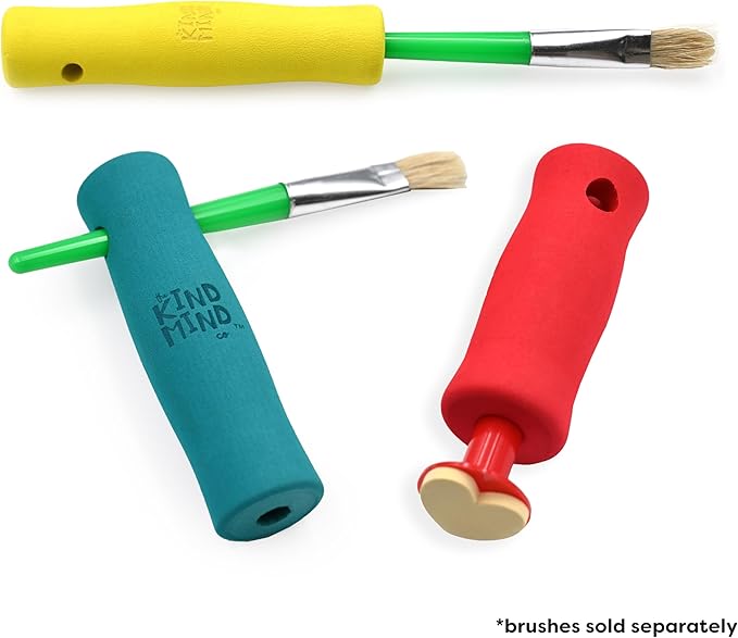 Adaptive Foam Grip Set - The Kind Mind Company™. Adaptive Art Tools, Accessibility Aid for Kids & Adults, Mobility Aid for Painting, Drawing, Crafts - Assorted Sizes, 3-Pack