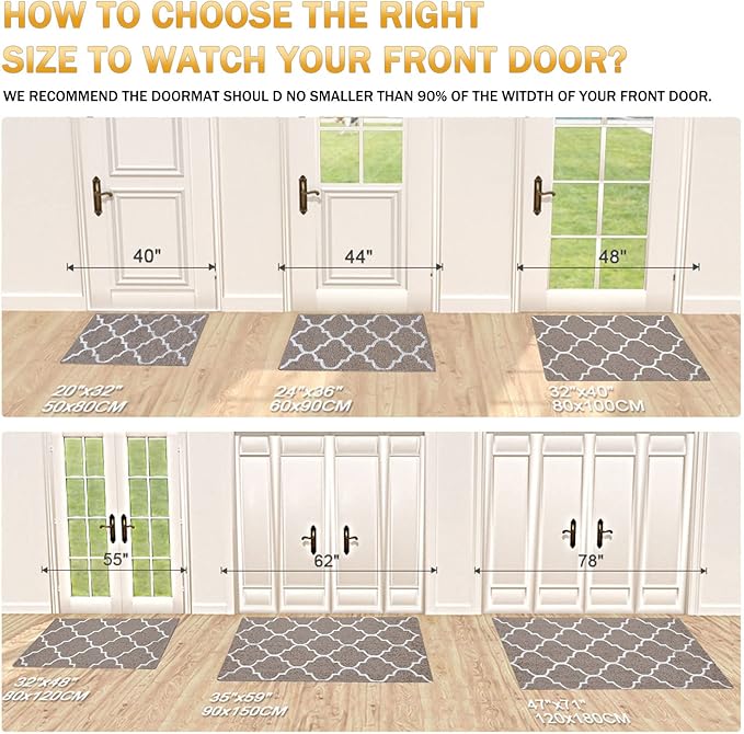 OLANLY Indoor Door Mat, 30x17, Non-Slip Absorbent Resist Dirt Entrance Mat, Washable Low-Profile Inside Floor Doormats for Entryway, Brown