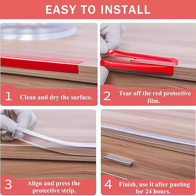 Corner Guards Furniture Edge Protectors 19.7ft(6mx15mm) Transparent Soft Silicone Bumper Strip Clear Edge Corner Cushion with Double-Sided Tape for Tables,Household