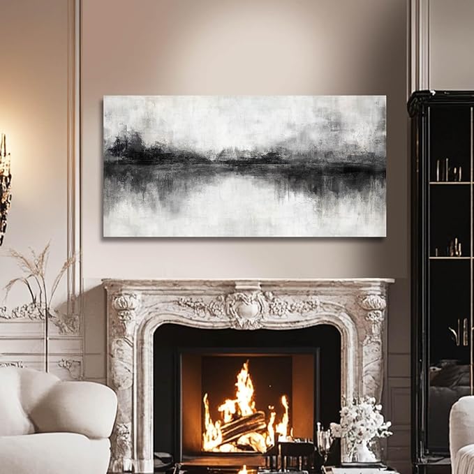 Black And White Wall Art Large Wall Decor Abstract Framed Wall Art Posters for Men Room Vintage Photo Pictures 24"x48"